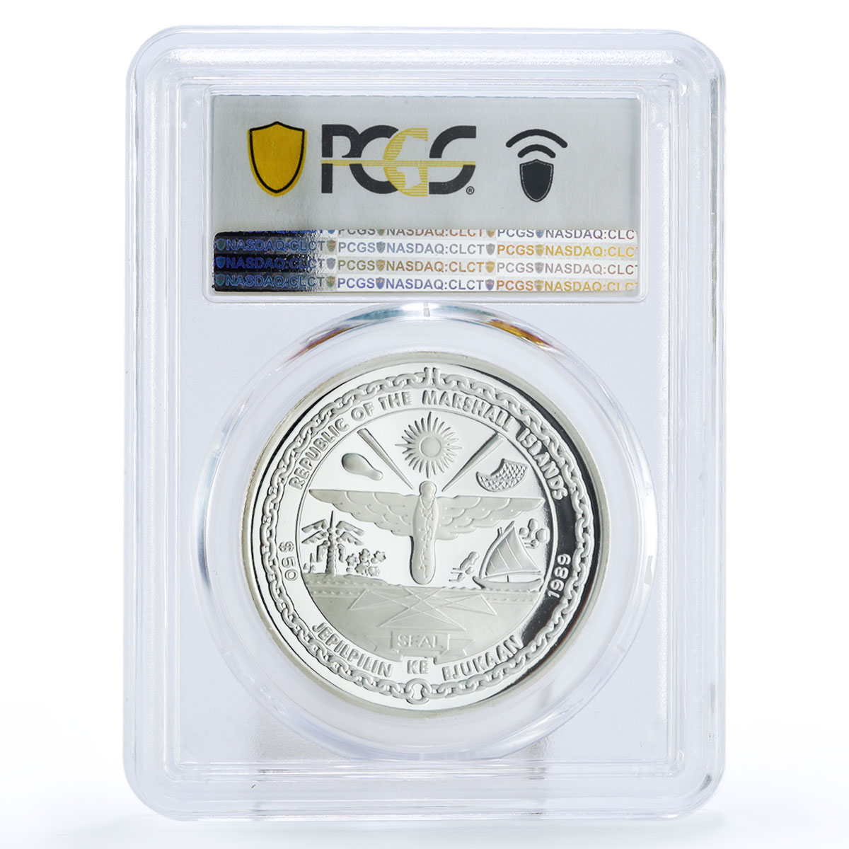 Marshall Islands 50 $ International Joint Space Fligh PR69 PCGS silver coin 1989