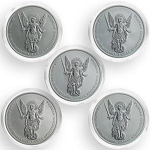 Ukraine 1 hryvnia, set of 5 coins, Archangel Michael, silver coins, 2011-2015