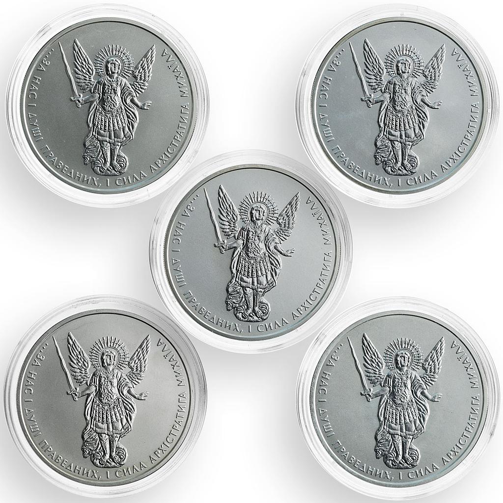 Ukraine 1 hryvnia, set of 5 coins, Archangel Michael, silver coins, 2011-2015