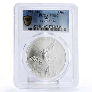 Mexico 1 onza Libertad Angel of Independence MS67 PCGS silver coin 1996