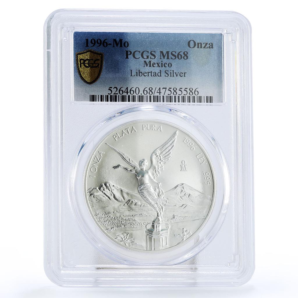 Mexico 1 onza Libertad Angel of Independence MS68 PCGS silver coin 1996