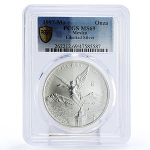 Mexico 1 onza Libertad Angel of Independence MS69 PCGS silver coin 1997