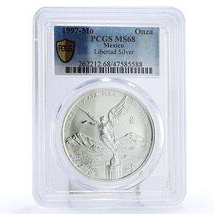Mexico 1 onza Libertad Angel of Independence MS68 PCGS silver coin 1997