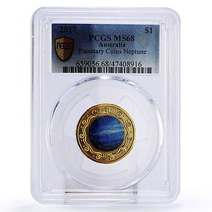Australia 1 dollar Planetary Coin Neptune Space MS68 PCGS AlBronze coin 2017