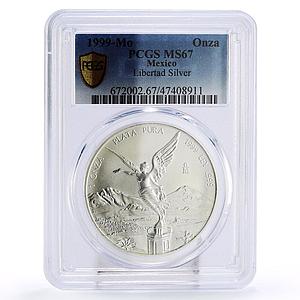 Mexico 1 onza Libertad Angel of Independence MS67 PCGS silver coin 1999