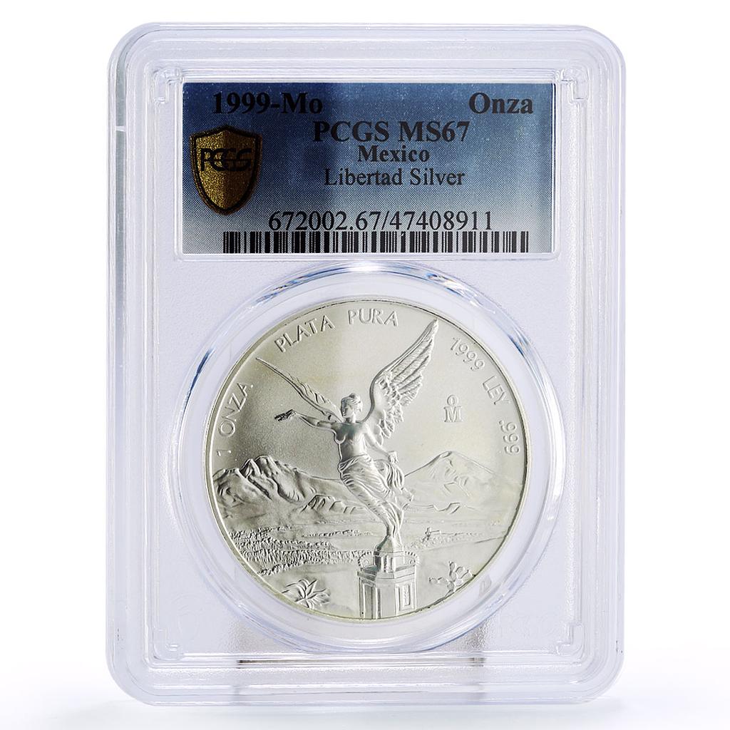 Mexico 1 onza Libertad Angel of Independence MS67 PCGS silver coin 1999