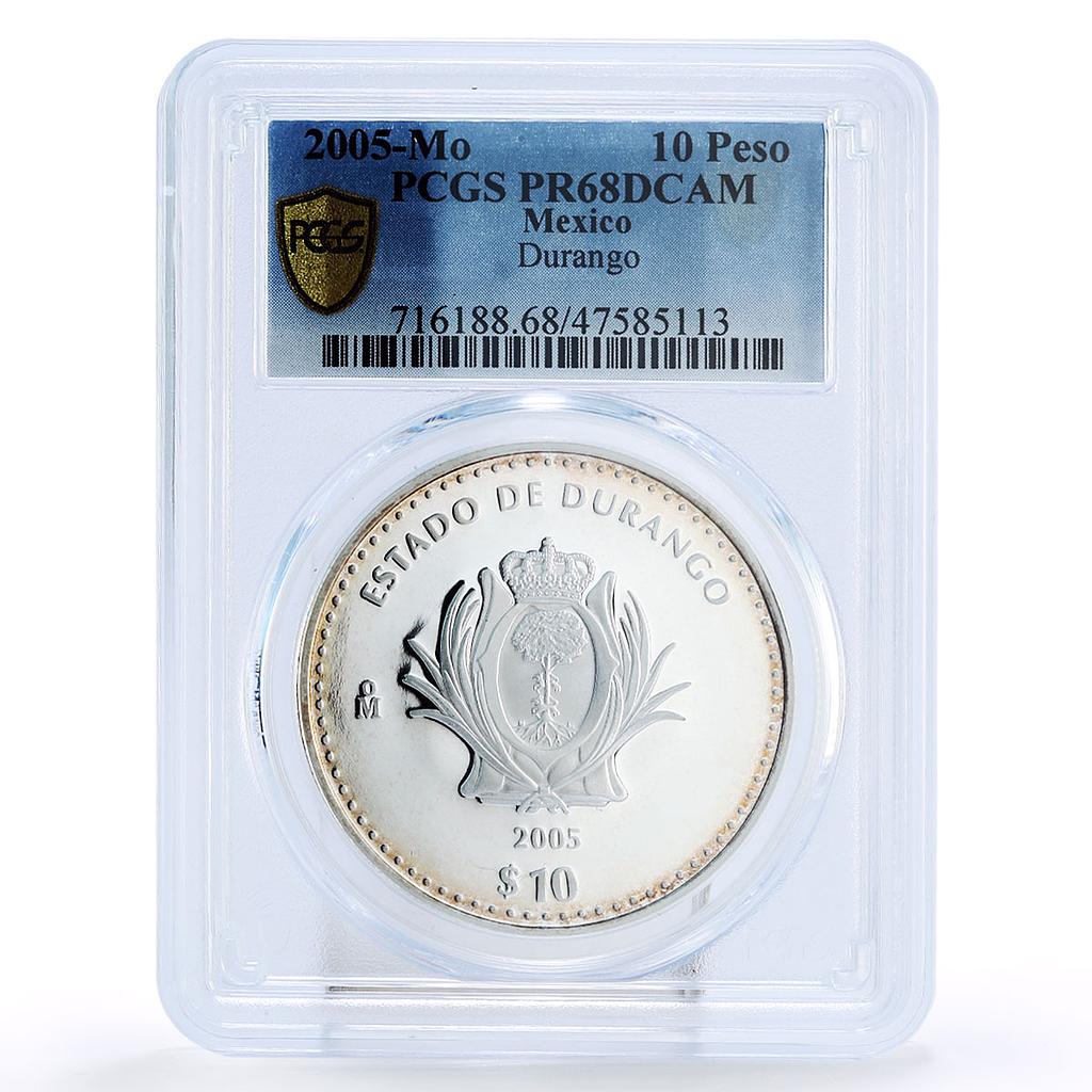 Mexico 10 pesos 180 Years Federation Durango State PR68 PCGS silver coin 2005