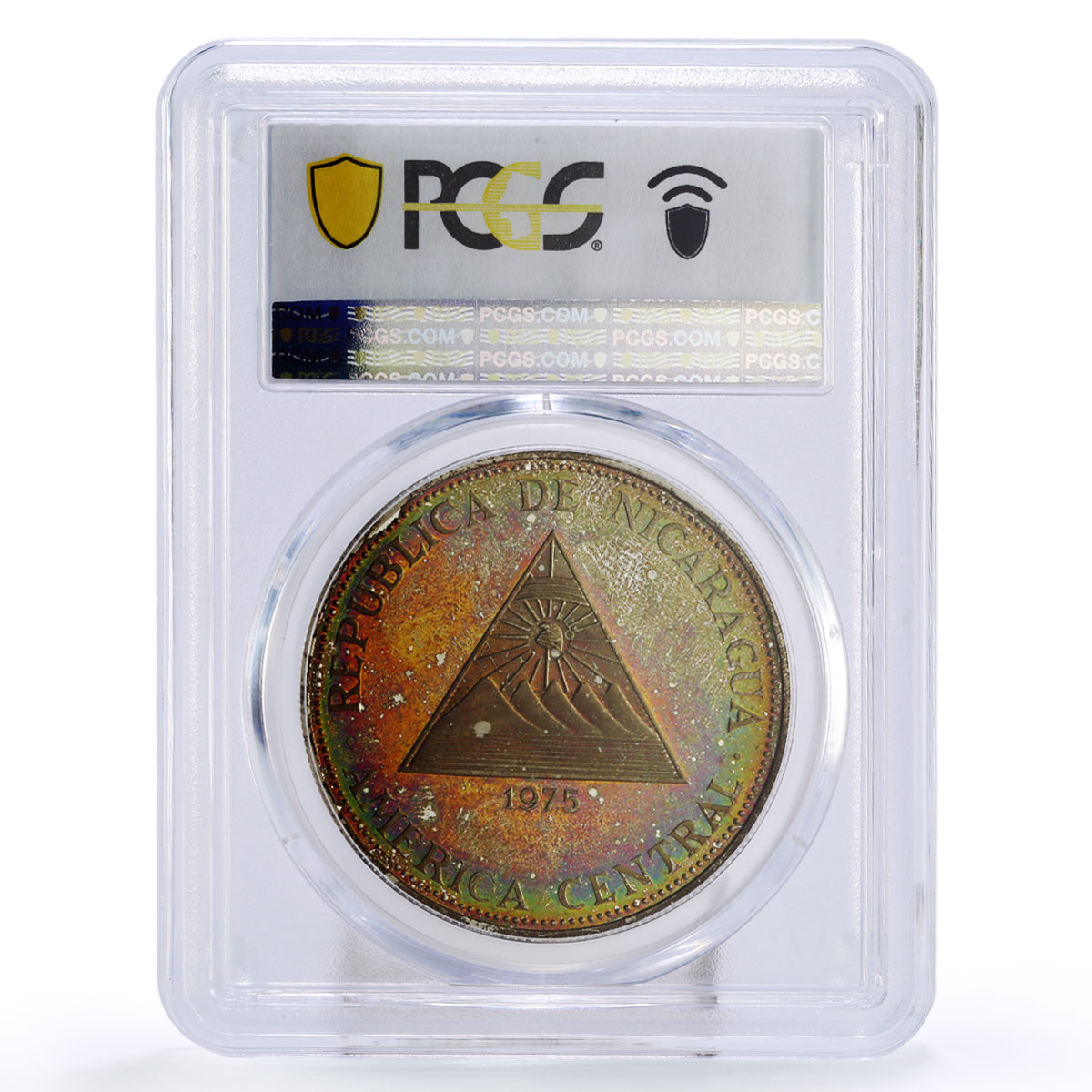 Nicaragua 100 cordobas Earthquake Thanks to the World PR64 PCGS Ag coin 1975
