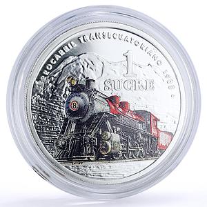 Ecuador 1 sucre Ibero-American Railways Transecuatoriano Train silver coin 2020