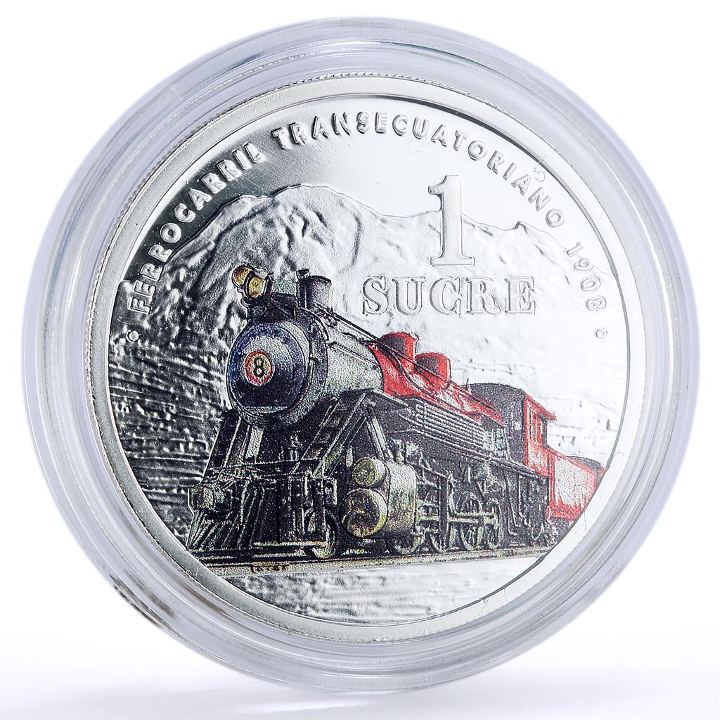 Ecuador 1 sucre Ibero-American Railways Transecuatoriano Train silver coin 2020