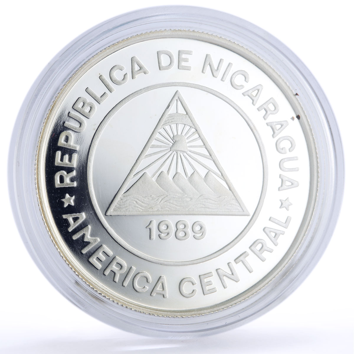 Nicaragua 10000 cordobas Discovers Columbus Ship Clipper proof silver coin 1989