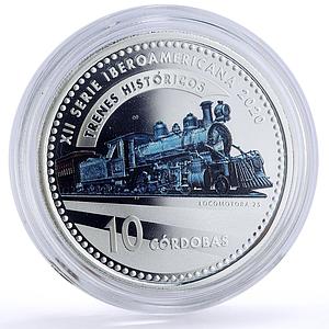 Nicaragua 10 cordobas Trains Railways Railroads Locomotive 25 silver coin 2020