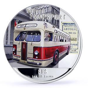 Niue 2 dollars Soviet Transport Bus Automobiles Cars colored proof Ag coin 2010