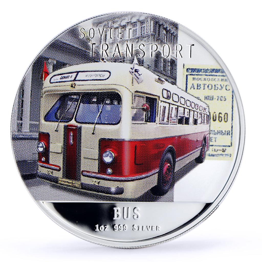 Niue 2 dollars Soviet Transport Bus Automobiles Cars colored proof Ag coin 2010