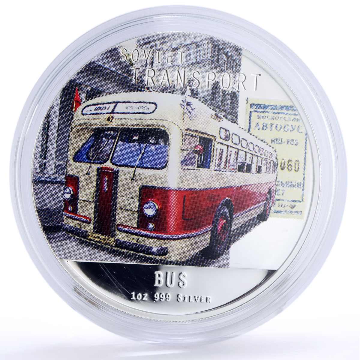 Niue 2 dollars Soviet Transport Bus Automobiles Cars colored proof Ag coin 2010