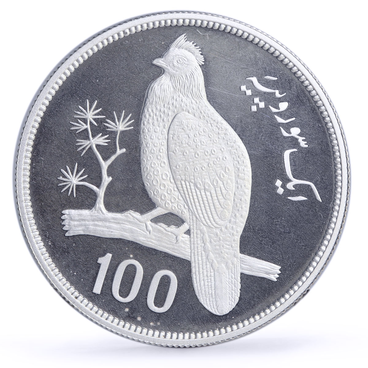 Pakistan 100 rupees WWF Tragopan Pheasant Bird Fauna proof silver coin 1976