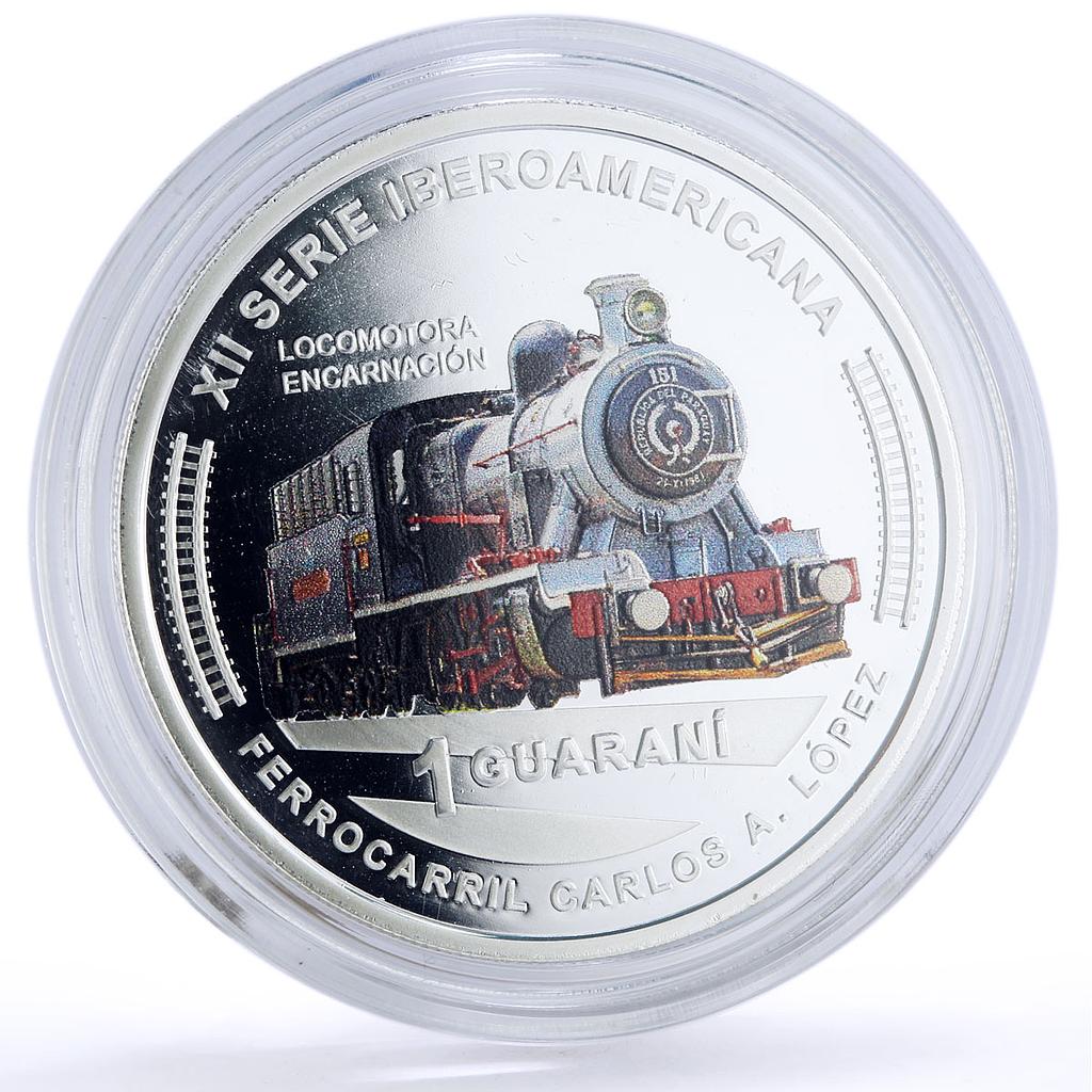 Paraguay 1 guarani Ibero-American Railways Encarnacion Train silver coin 2020