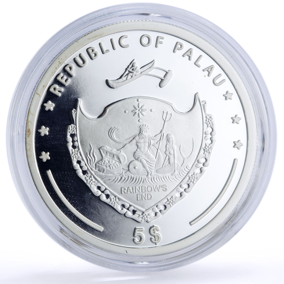 Palau 5 dollars Pacific Wildlife Seahorse Fauna colored silver coin 2007