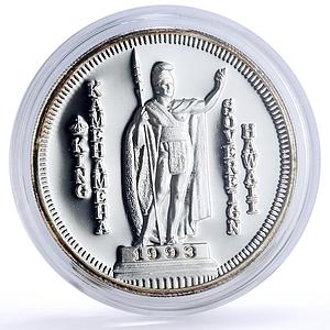 USA Hawaii 1 oz King Kamehameha I Sovereign proof silver medal coin 1993
