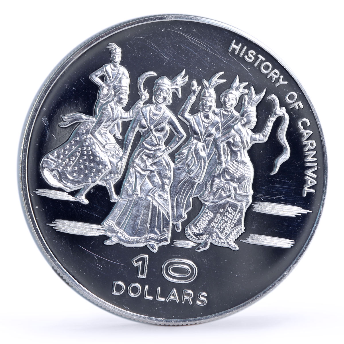 Dominica 10 dollars Independence History Carnival Dancers proof silver coin 1978