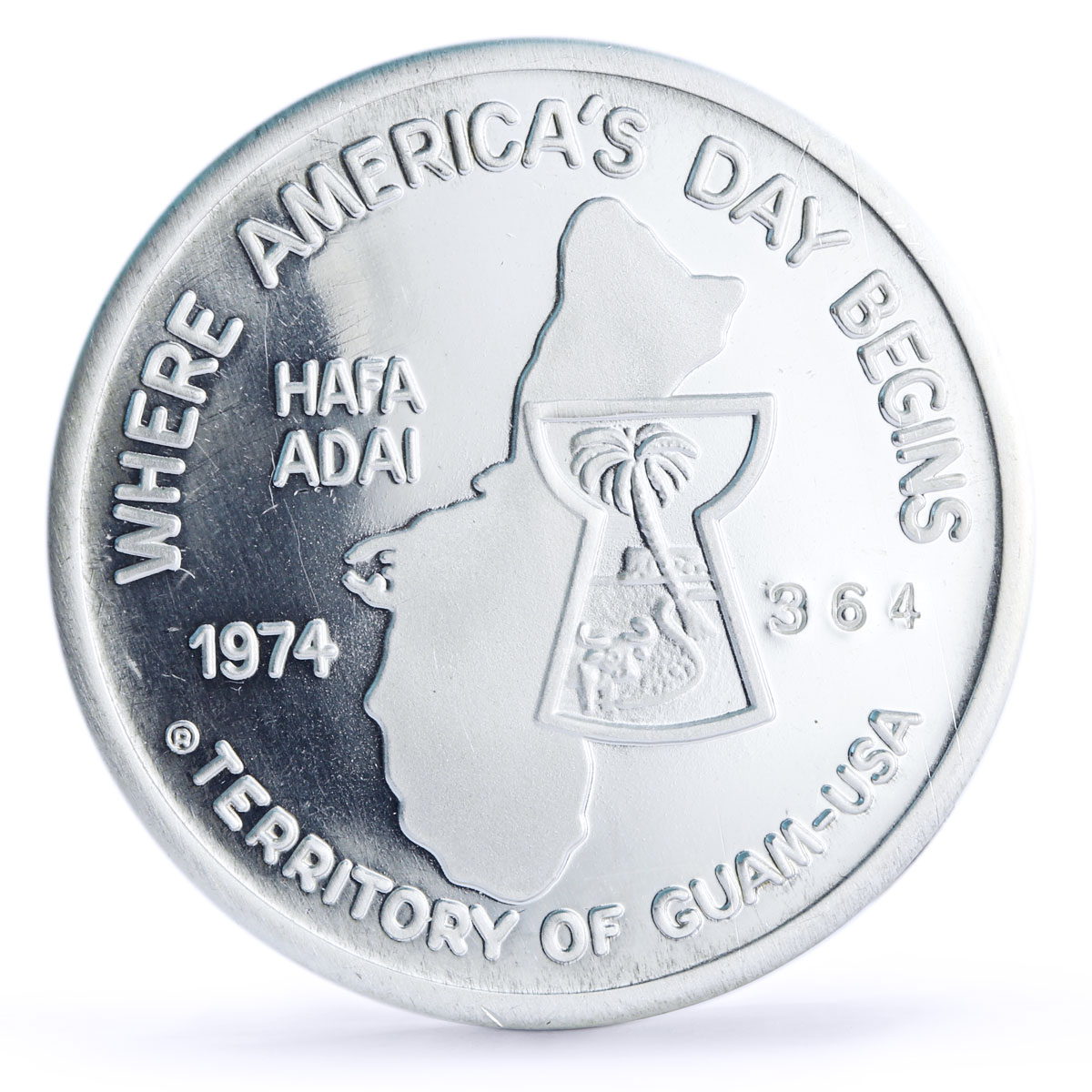USA Guam 1 dollar Explorer Ferdinand Magellan Ship Clipper silver coin 1974