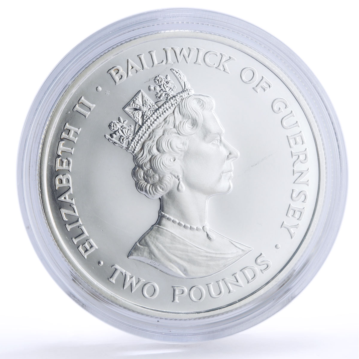 Bailiwick of Guernsey 2 pounds WWF Emperor Moth Butterfly Fauna silver coin 1997