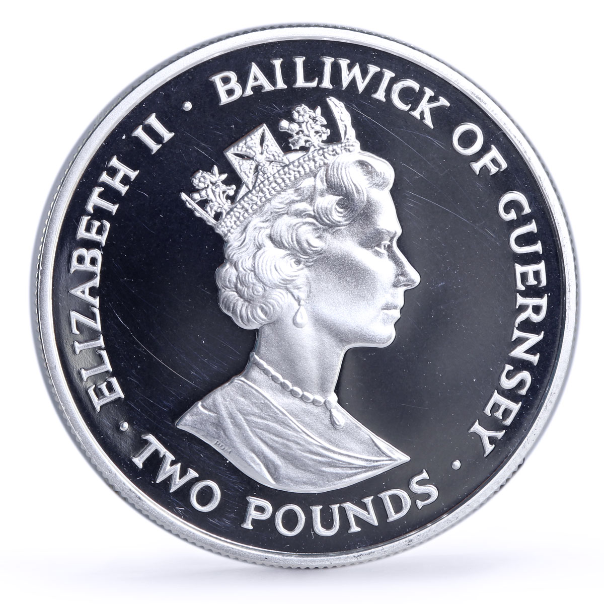Bailiwick of Guernsey 2 pounds WWF Emperor Moth Butterfly Fauna silver coin 1997