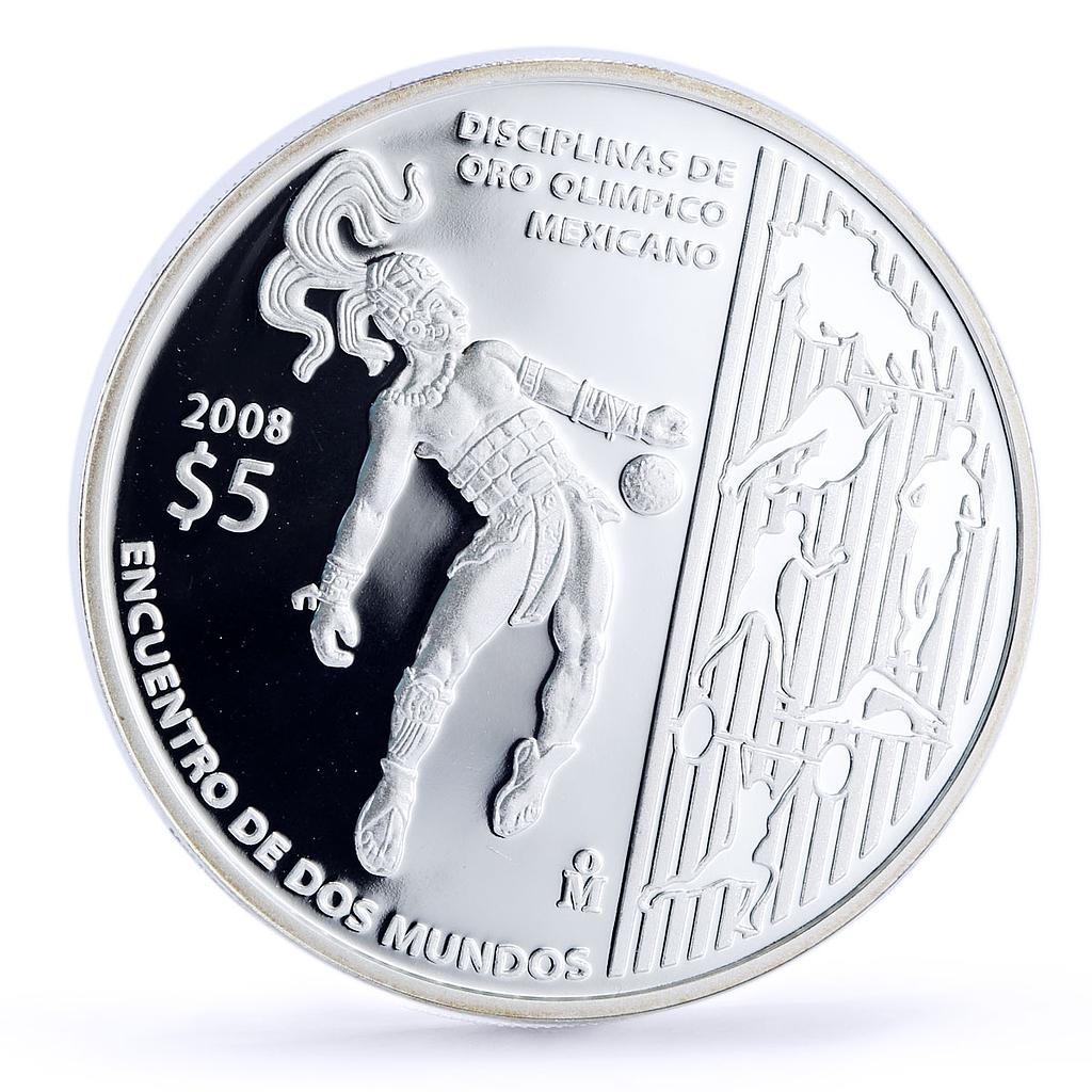 Mexico 5 pesos Beijing Olympic Games series Indian Sports proof silver coin 2008