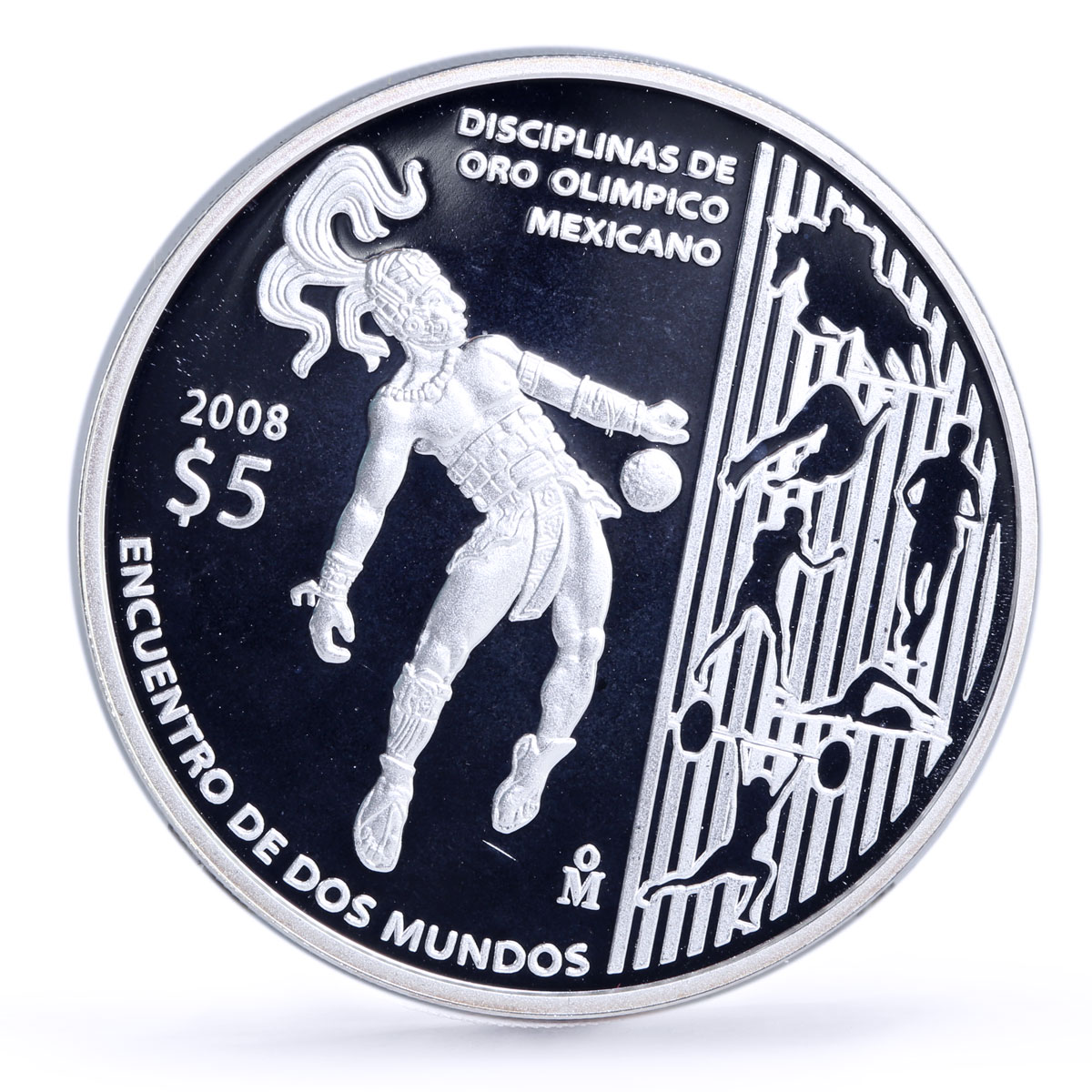 Mexico 5 pesos Beijing Olympic Games series Indian Sports proof silver coin 2008