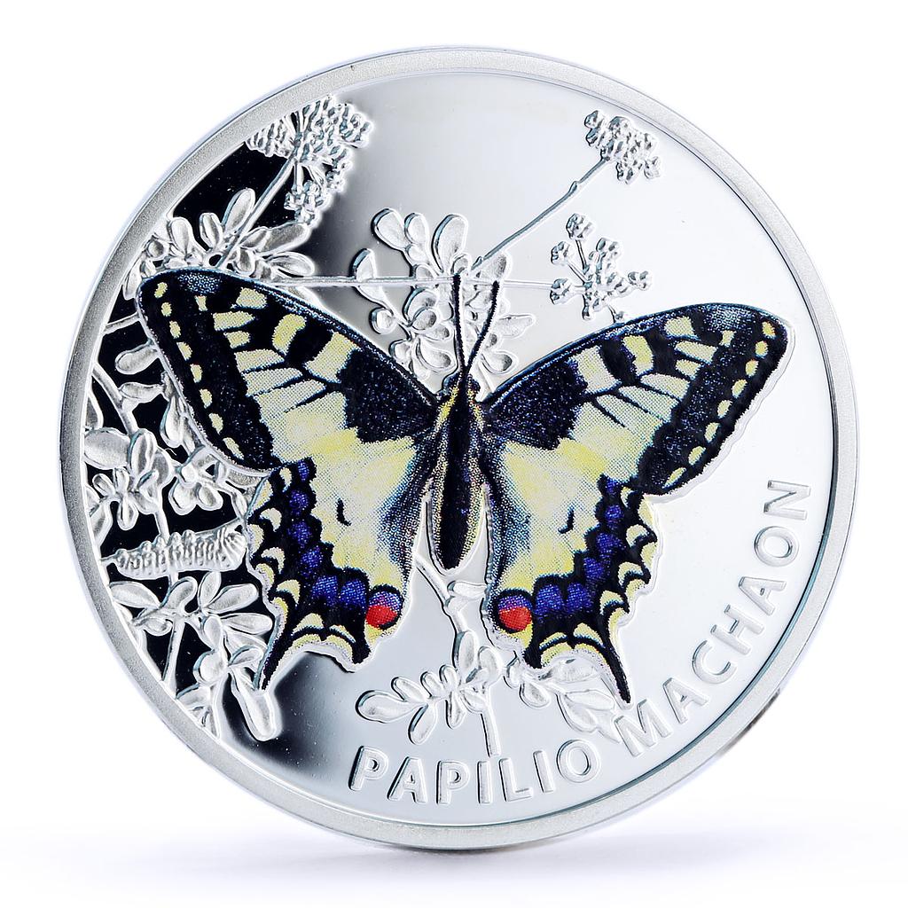 Niue 1 dollar Endangered Wildlife Papilio Machaon Butterfly Fauna Ag coin 2011
