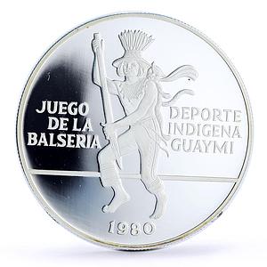 Panama 10 balboas Balseria Game Deporte Indigena Guaymi Indian silver coin 1980