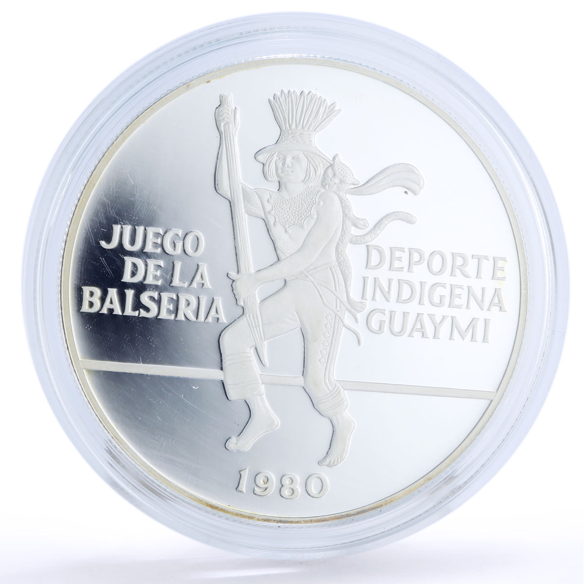 Panama 10 balboas Balseria Game Deporte Indigena Guaymi Indian silver coin 1980