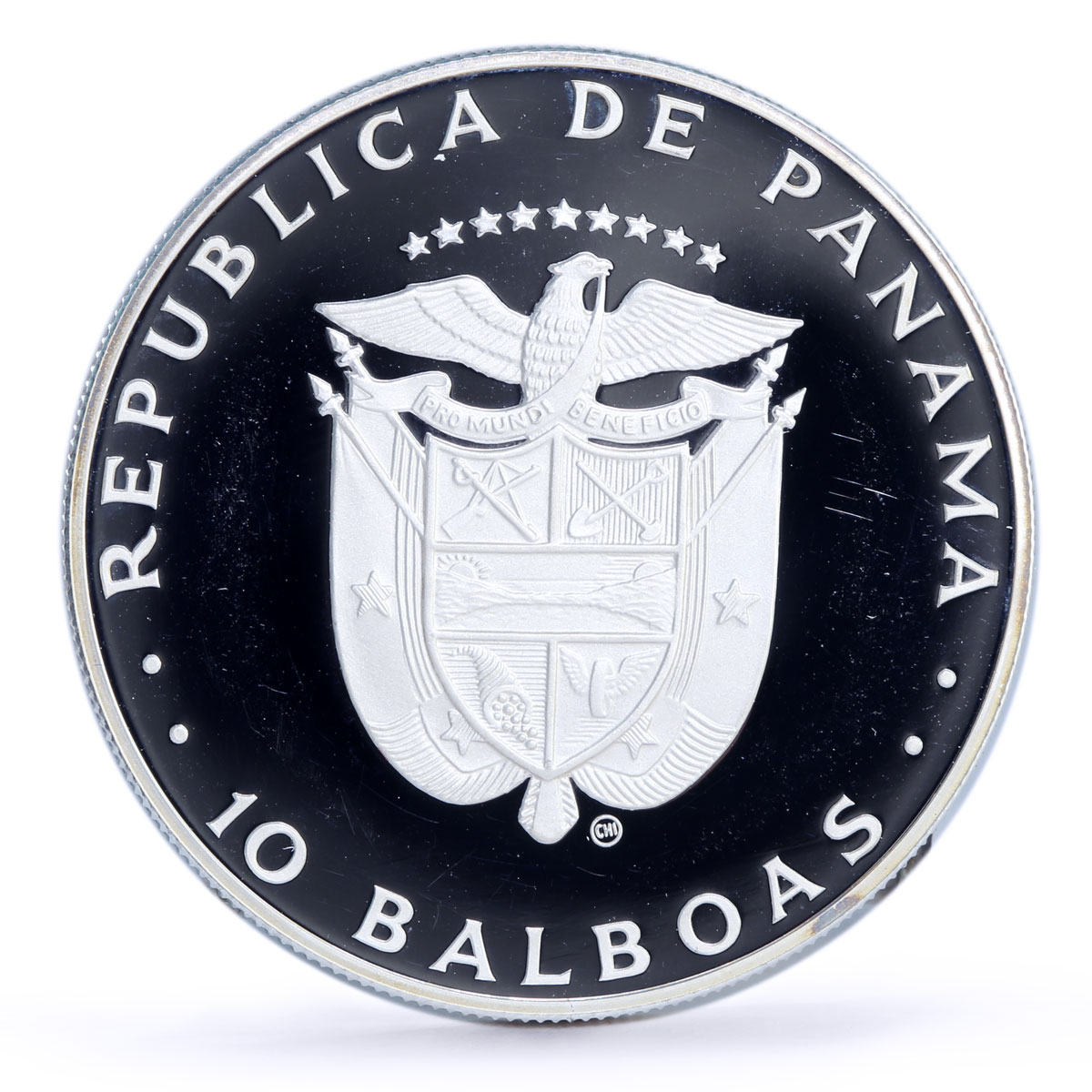 Panama 10 balboas Balseria Game Deporte Indigena Guaymi Indian silver coin 1980