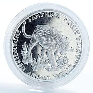 Uganda 1000 shillings Endangered Wildlife Tiger proof silver coin 1999