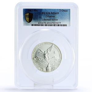 Mexico 2 onzas Libertad Angel of Independence MS69 PCGS silver coin 2003