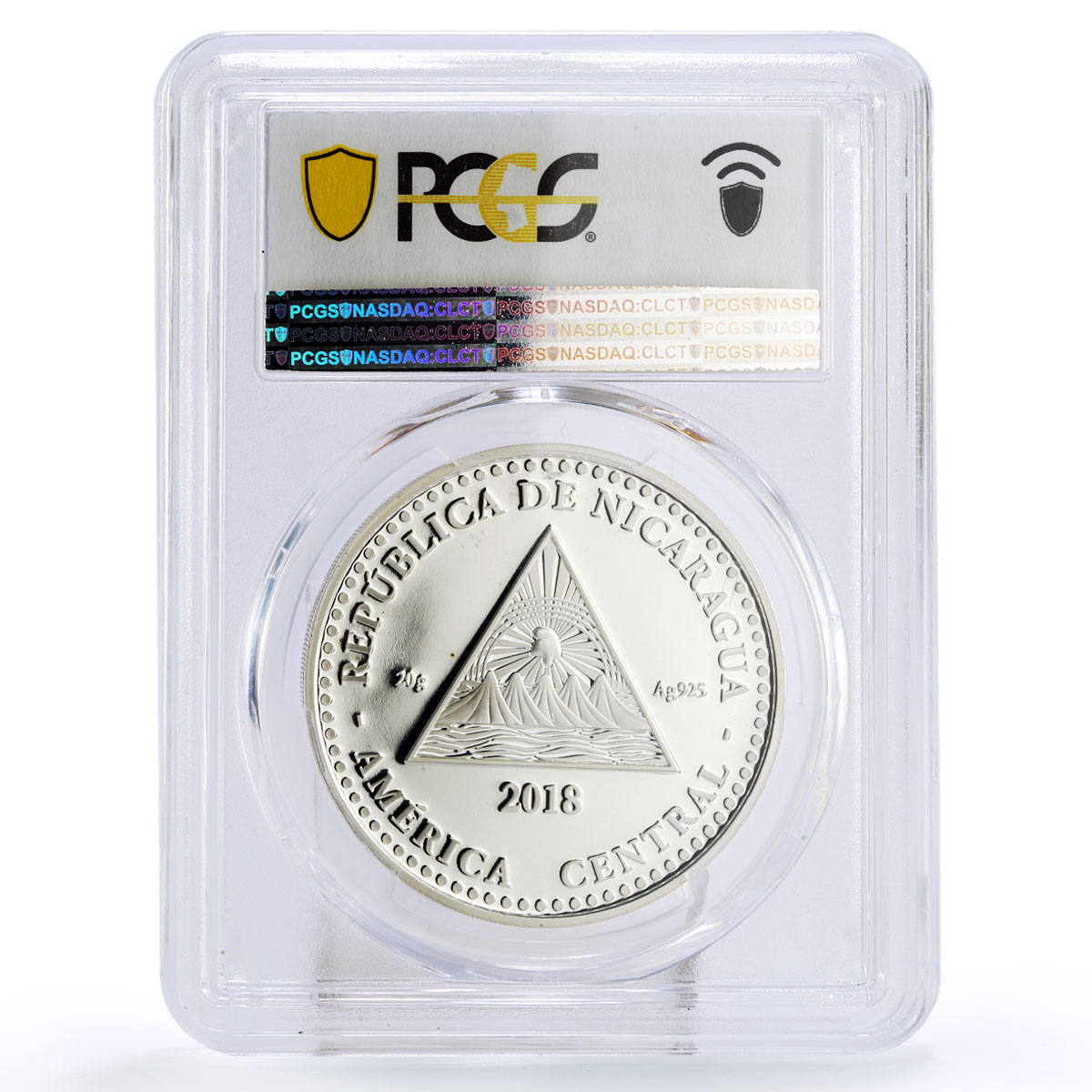 Nicaragua 5 cordobas Football World Cup in Russia PR69 PCGS silver coin 2018