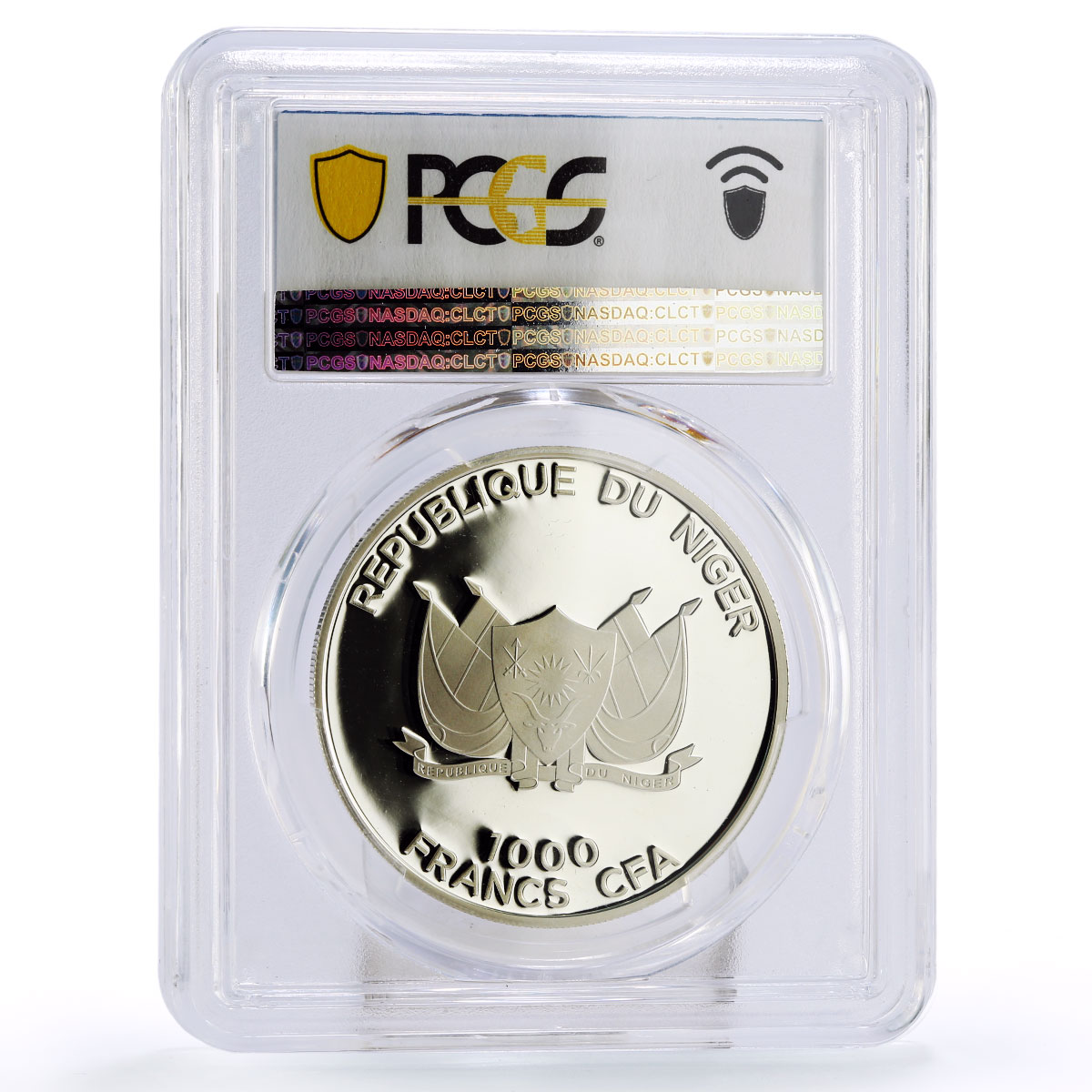 Niger 1000 francs Holy Quran Muslims Kaaba Islam PR69 PCGS silver coin 2012