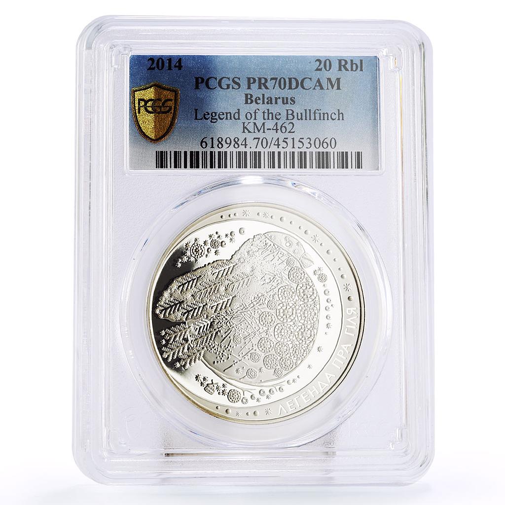 Belarus 20 rubles Legend of Bullfinch Folk Legends PR70 PCGS silver coin 2014