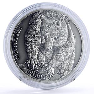Papua New Guinea 5 kina Endangered Wildlife Tree Kangaroo Fauna silver coin 2013