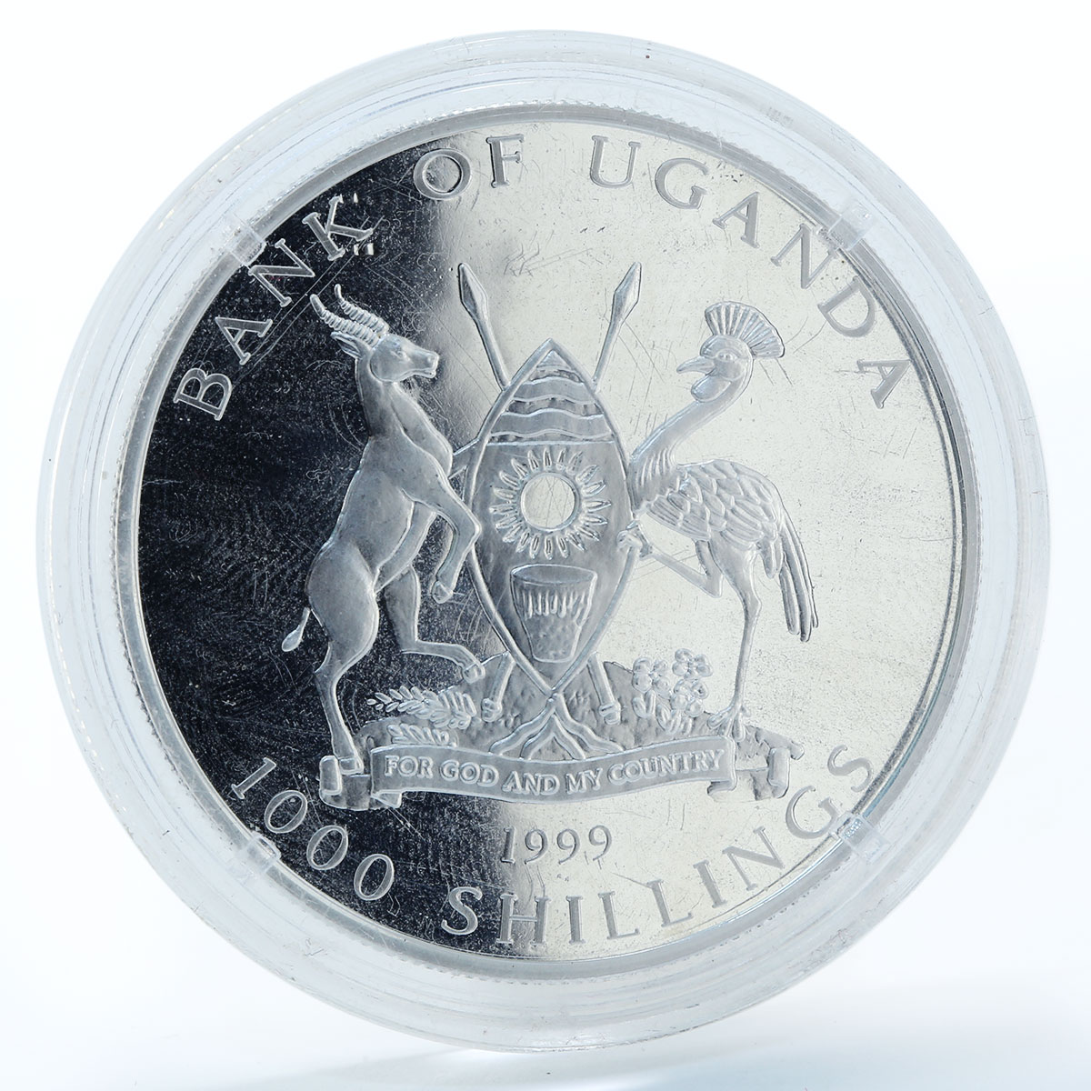 Uganda 1000 shillings Endangered Wildlife Tiger proof silver coin 1999