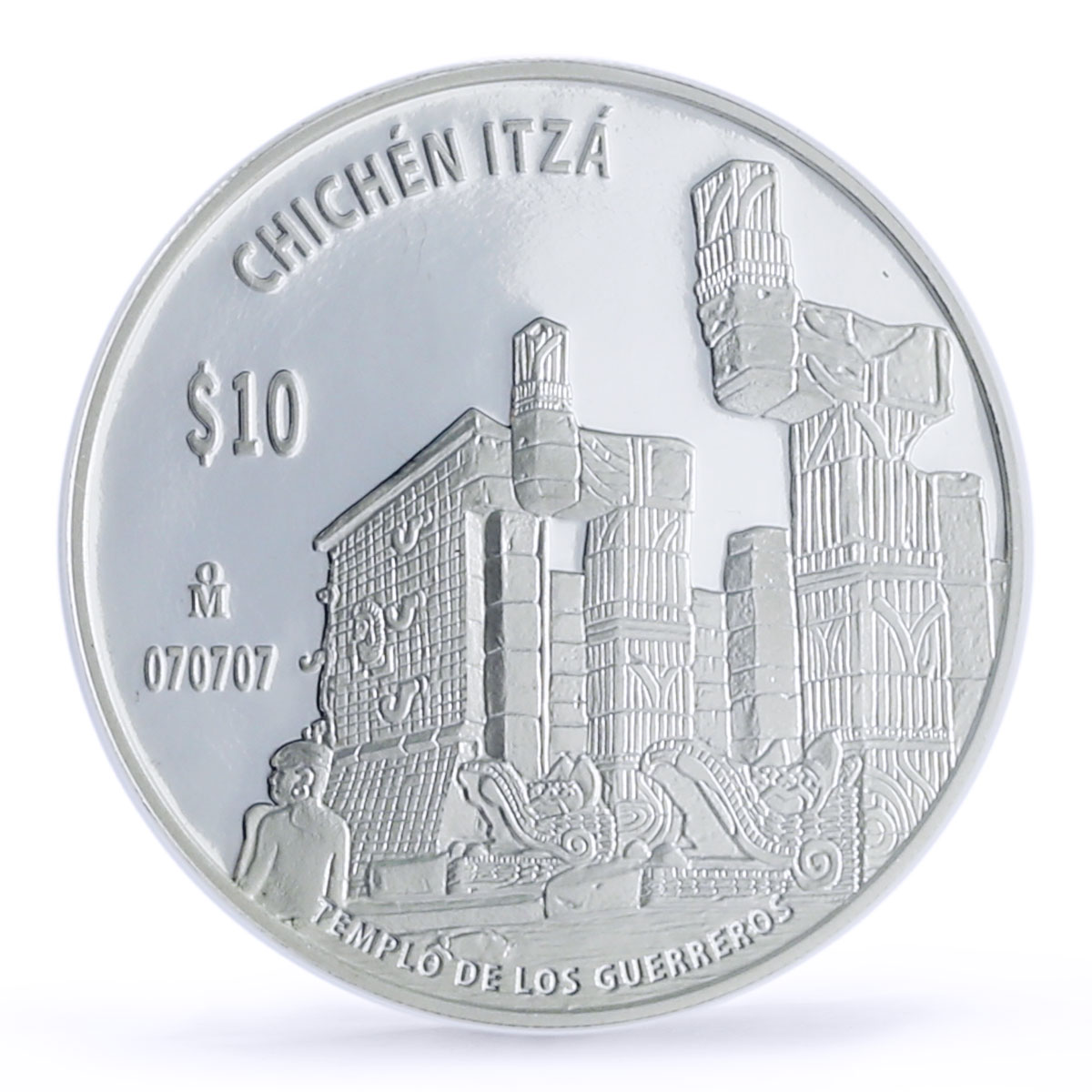 Mexico 10 pesos Chichen Itza Templo Guerreros Warriors Temple PF70 NGC Ag 2007