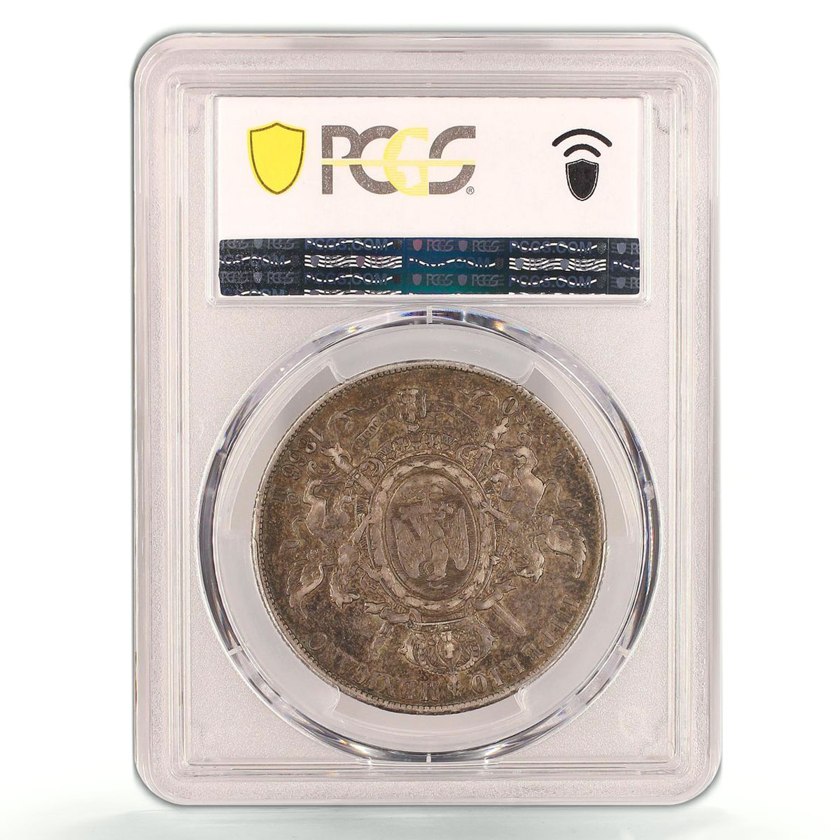 Mexico 1 peso Maximiliano I Coat of Arms XF45 PCGS silver coin 1866
