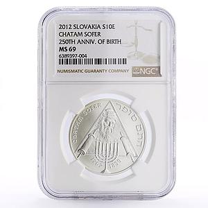 Slovakia 10 euro 250th Birth of Chatam Sofer MS69 NGC silver coin 2012