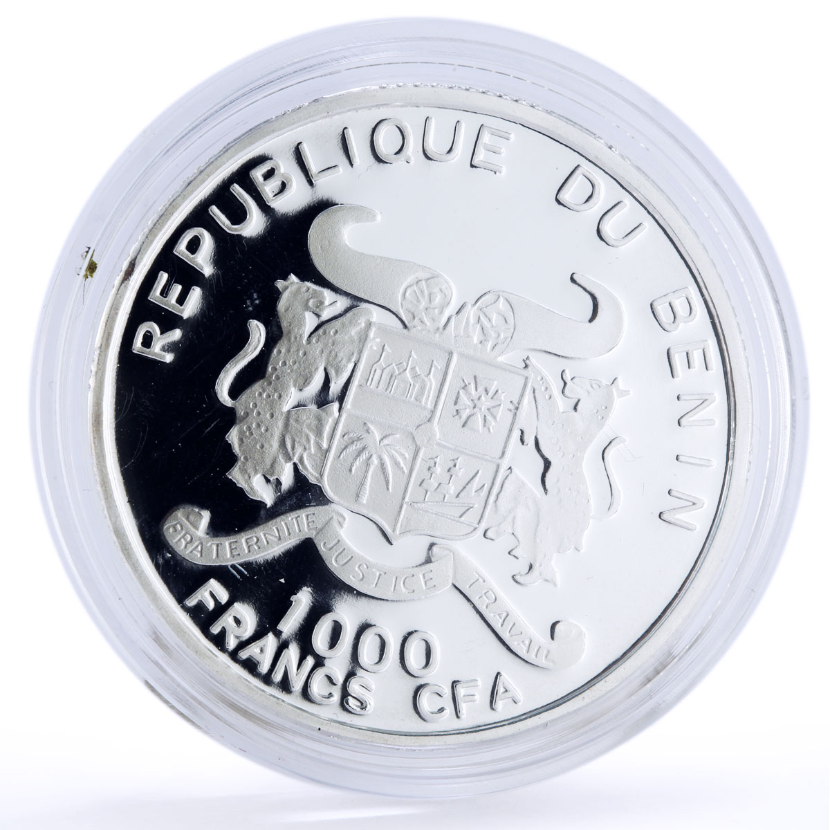 Benin 1000 francs Seafaring Santisima Trinidad Ship Compass silver coin 2010