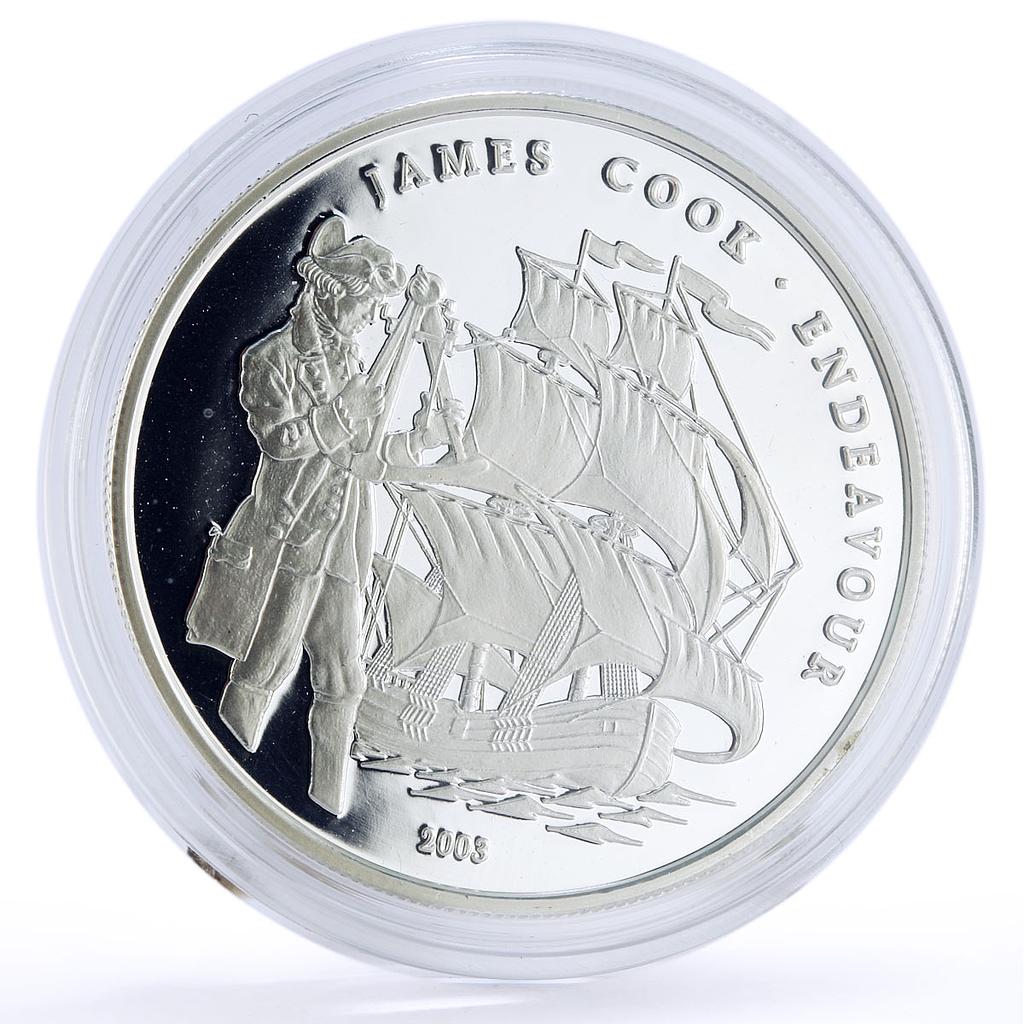 Congo 1000 francs Seafaring Endeavour Ship Clipper James Cook silver coin 2003