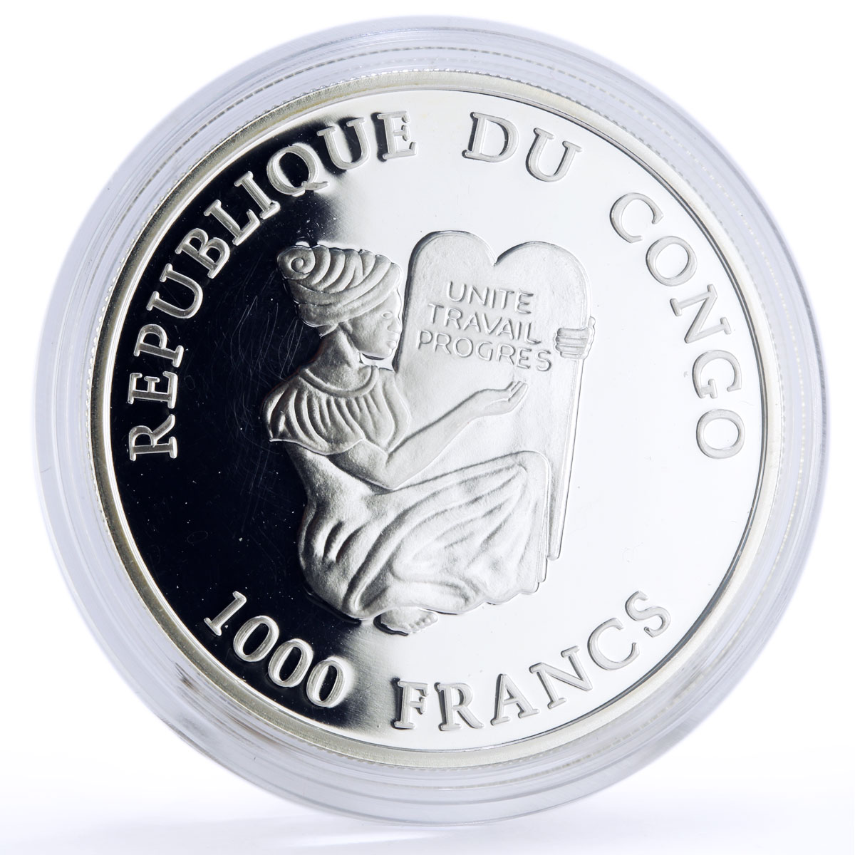 Congo 1000 francs Seafaring Portuguese Merchant Ships Clippers silver coin 2002