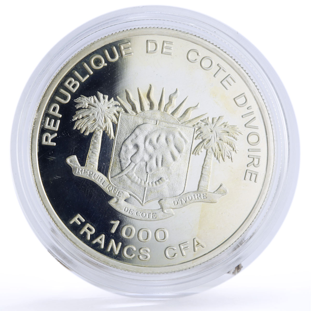 Ivory Coast 1000 francs Seafaring HMS Bounty Ship Clipper proof silver coin 2008