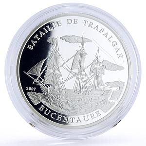 Ivory Coast 1000 francs Trafalgar Battle Bucentaure Ship proof silver coin 2007