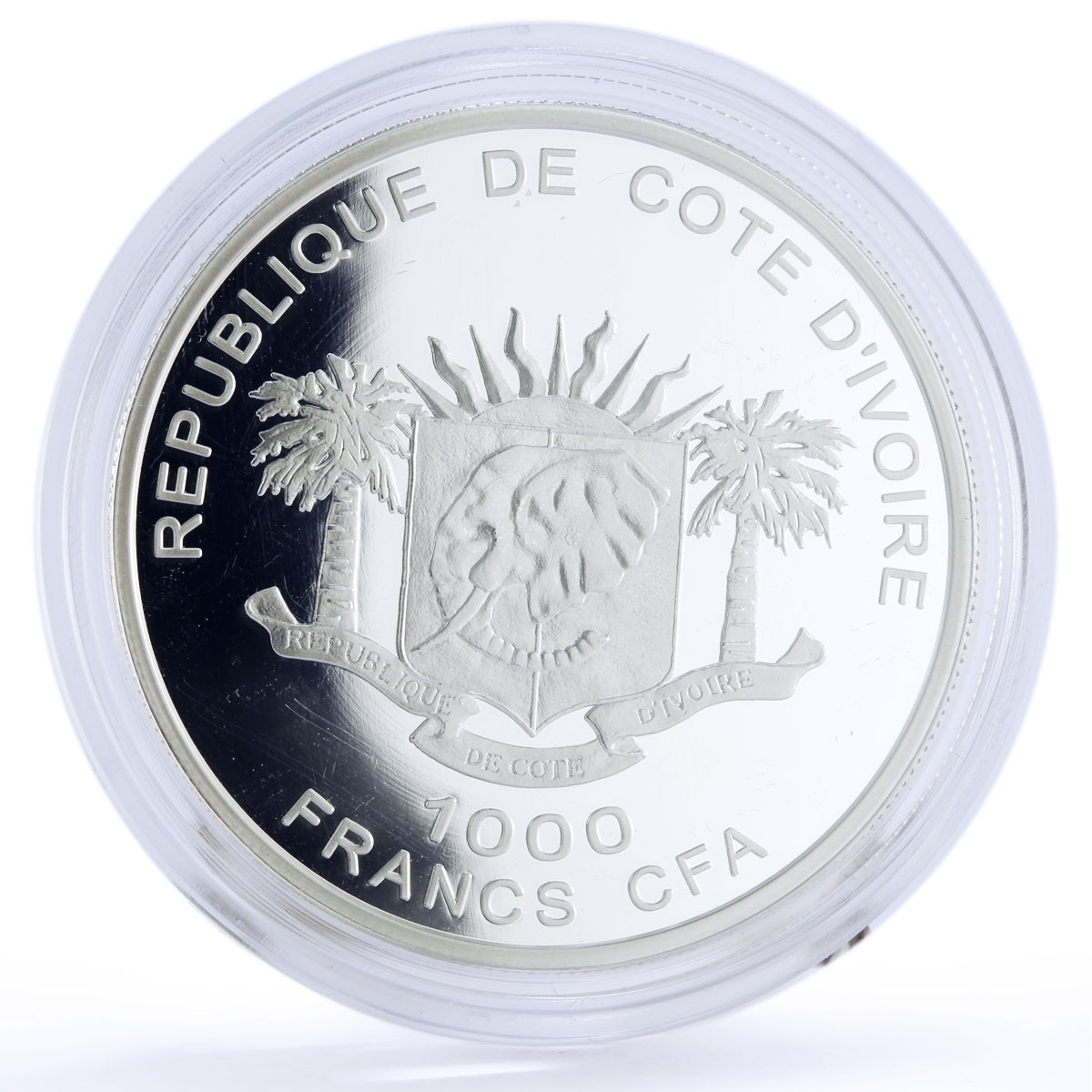 Ivory Coast 1000 francs Trafalgar Battle Bucentaure Ship proof silver coin 2007