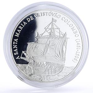 Cape Verde 50 escudos Seafaring Santa Maria Ship Columbus proof silver coin 2006